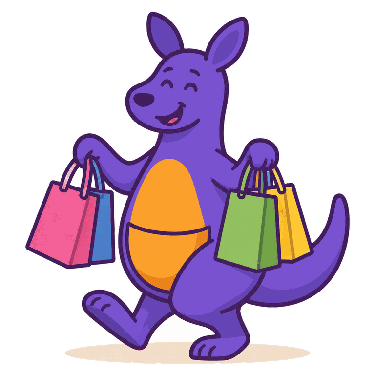 Ruby the kangaroo out shopping