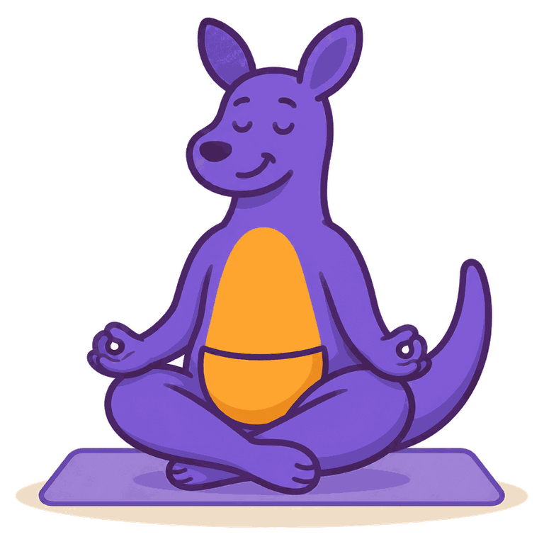 Ruby the kangaroo doing yoga